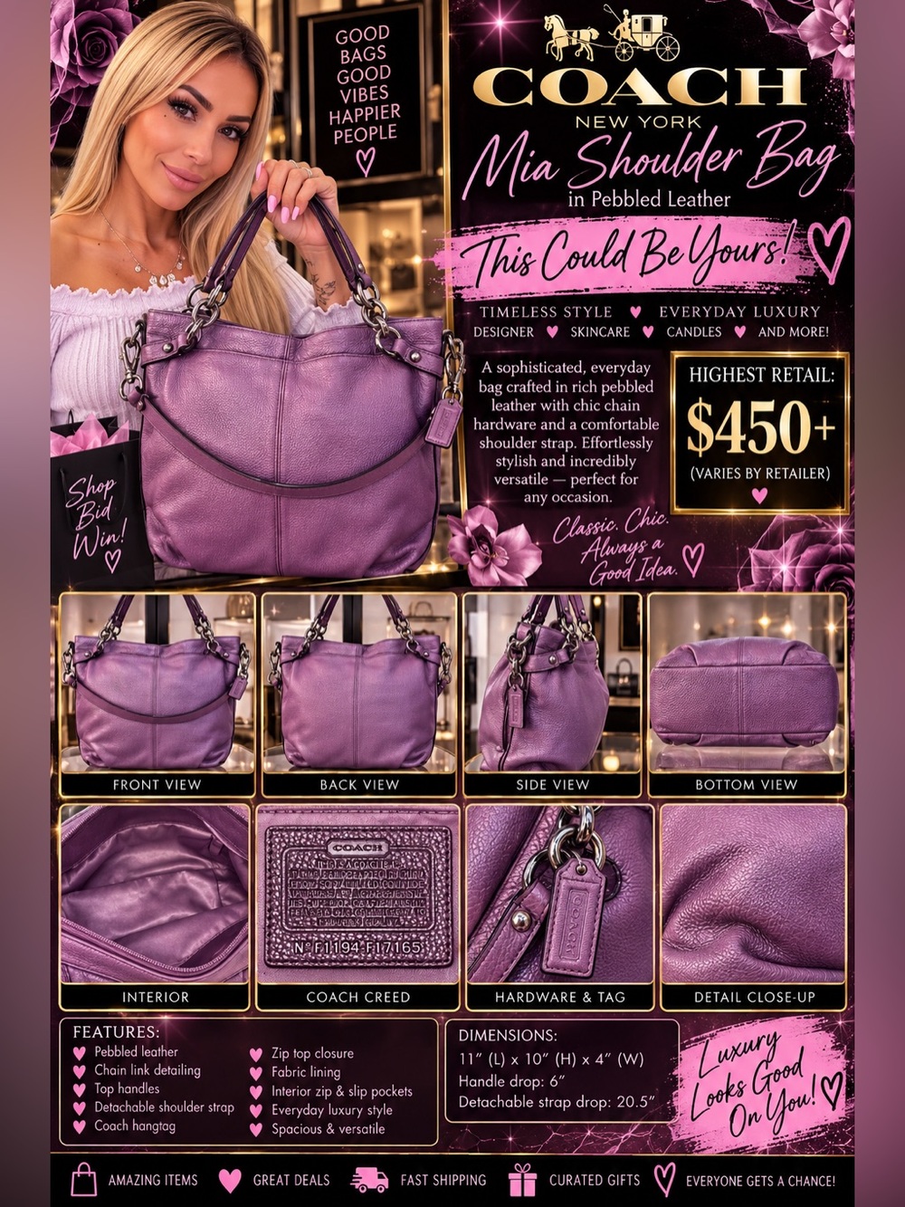 Coach Maddison Sophia Leather SATCHAL Like New